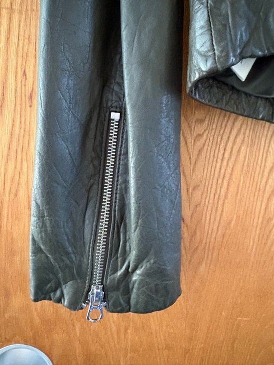 Madewell Women's Forest Green Leather Moto Jacket Medium - Picture 5 of 5